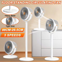 5-in-1 Floor Standing Circulating Fan, 5 Speeds Quiet Adjustable Height Fan (29.5-88cm), 360° Up & Down Tilt, Silent Stable Air Circulator Fan for Bedroom, Living Room, Office, Dorm, Portable Cooling Fan for Home, Office, Travel, Ideal for Hot Flashes, Sl