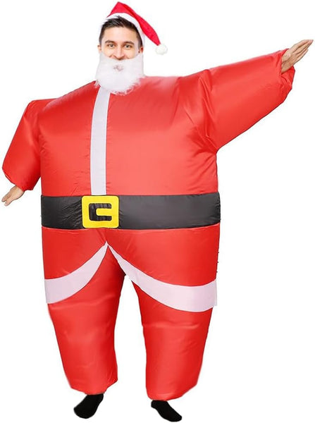 Inflatable Christmas Costume for Adult Blow up Santa Claus Elf Snowman Ginger Bread Man Costum Xmas Funny Fancy Dress