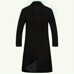 New Autumn/Winter Tweed Overcoat for Men, Long Length, Painted Finish, Warm and Thickened Tweed Outerwear, Men's Casual Wool Blend Jacket Trench Coat