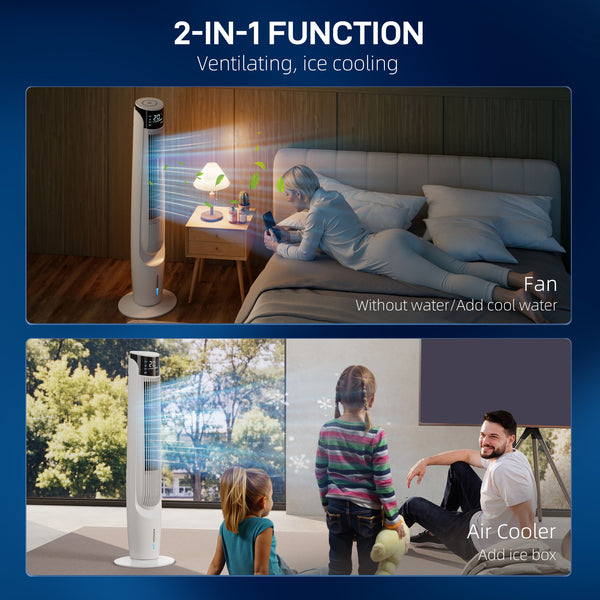 Ice Cooling Tower Fan, Water Conditioner Evaporative Air Cooler Unit with 4 Modes, 3 Speed, Remote Control, Timer, Oscillating for Home Bedroom, Black