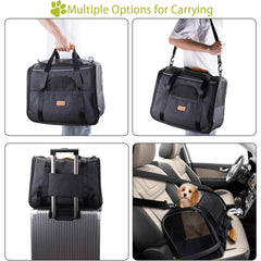 Portable Pet Carrier Bag, Top Opening, Removable Mat and Breathable Mesh, Foldable Transport Carrier for Dogs and Cats, with Shoulder Strap and Pet Bowl, Grey