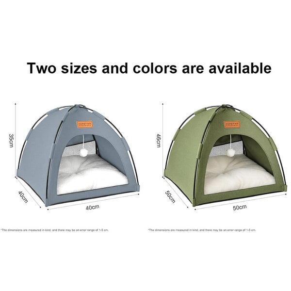Cat Tent Cave Open Top Pet Kitten Tent Foldable Teepee with Removable Bed Mat for Small Dogs Cozy Monitoring Bed Portable Breathable House Bed Indoor Outdoor Travel