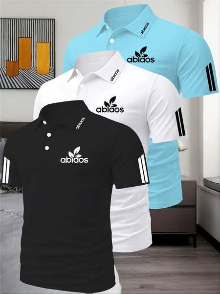 Three-Piece Summer Men'S Polo Shirt, Top, Running, Sports, Gym Breathable, Quick-Dry, Business, Casual, Vacation Polo Shirt, Fashionable Short-Sleeve Golf Shirt