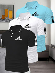Three-Piece Summer Men'S Polo Shirt, Top, Running, Sports, Gym Breathable, Quick-Dry, Business, Casual, Vacation Polo Shirt, Fashionable Short-Sleeve Golf Shirt