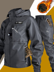 Men's -Lined Set: Jacket Outerwear, Casual, Warm, Windproof, Autumn/Winter Jacket, Composite Jacket Set for Tactical Outdoor Hiking