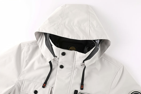 Men's Fashion New Jacket Men's Spring Autumn Thin Casual Multi-Pocket Outdoor High Quality Jacket Coat Men Detachable Hood Outdoor Trendy Design Waist Double Pocket Jacket