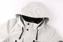 Men's Fashion New Jacket Men's Spring Autumn Thin Casual Multi-Pocket Outdoor High Quality Jacket Coat Men Detachable Hood Outdoor Trendy Design Waist Double Pocket Jacket