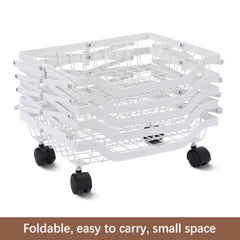 Foldable Kitchen Organizer Cart with 360° Rotating & Multi-Tier Shelves, Large Capacity Metal Vegetable Cart & Organiser - Portable, Space-Saving Storage for Pantry, Utility Room & Kitchen