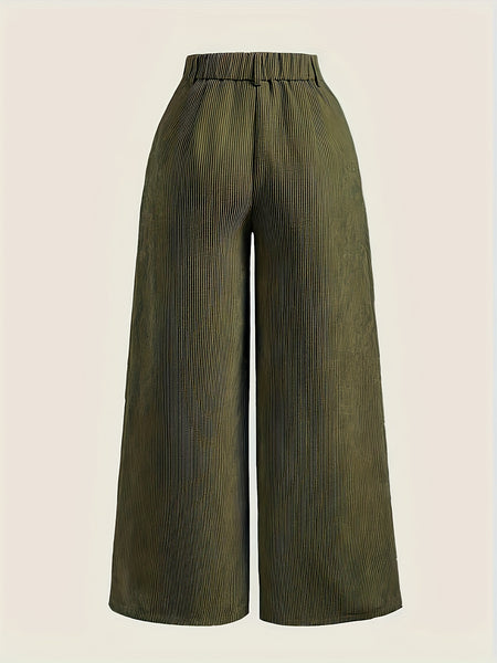 New 2pcs Set Women'S Comfortable, Stylish, Elegant High-Waisted Cargo Wide-Leg Pants