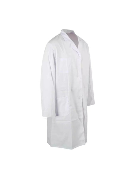 ATEK White Lab Coat Premium Cotton Blend, Medium Size, Ideal for Food Industry, Labs, Medical Professionals - Breathable, Durable, Easy Maintenance
