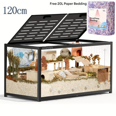 BUCATSTATE Hamster Cage 3.0: 100/120cm(Only 120cm Free 20L Paper Bedding) Spacious Stackable Metal Cage for Dwarf And Syrian Hamsters, Gerbils, And Mice Easy Top Access And Quick Assembly, Hamster Accessories