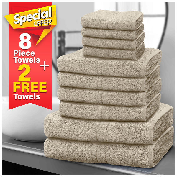 8pcs Egyptian Cotton Towel Set | Quick-Drying & Highly Absorbent