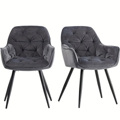 Dining Chairs with Velvet Thick Padded Upholstered Kitchen Tub Chair Armchair with Backrest Metal Legs Living Room Reception Leisure Chairs for Bedroom Lounge Office