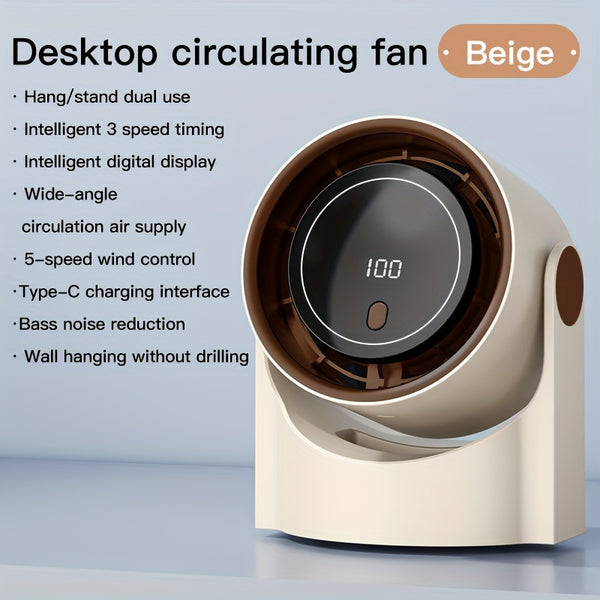 2025 New Upgrade Large Battery Portable Fashion Desk Fan Air Conditioner, 5-Speed Wind Cooling