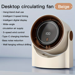2025 New Upgrade Large Battery Portable Fashion Desk Fan Air Conditioner, 5-Speed Wind Cooling