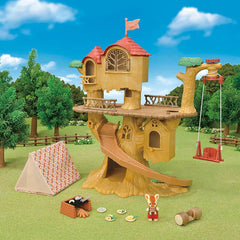 Sylvanian Families Adventure Tree House Gift Set Camping Edition & 3 Family Bundle Sets (3+ Years)