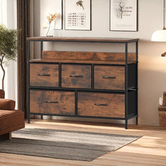 A Multi-functional Bedroom Furniture Piece Featuring A 5-drawer Dresser, TV Stand, Large Storage Cabinet, And A Closet Organizer With Fabric Drawers All Designed For Efficient Storage And Organization In Your Living Space 100x30x80cm