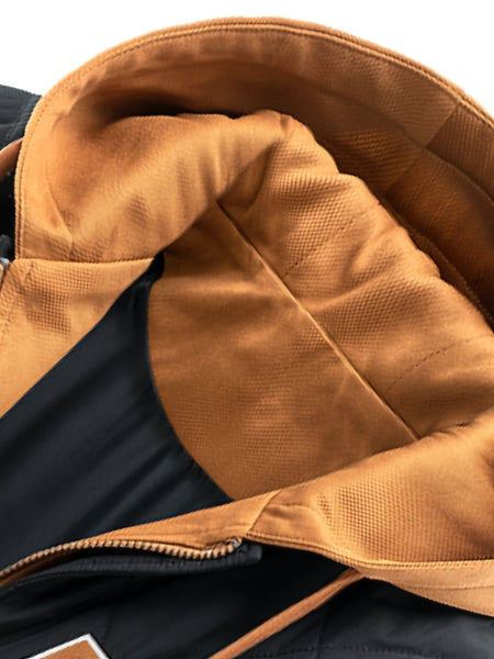 2025 New Men's Winter Warm Jacket with Letter Embroidery, Thickened Warm Casual Hooded 2-in-1 Look Padded Coat, Camping Christmas New Arrival