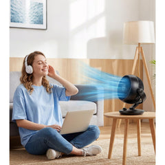 Desktop Air Circulator Fan, Quiet Three-Speed Desktop Fan, 80° Oscillation, 100° Adjustable Tilt, 12-Meter Long-Distance Air Delivery, Removable Front Cover, Black, Suitable for Bedroom/Office.