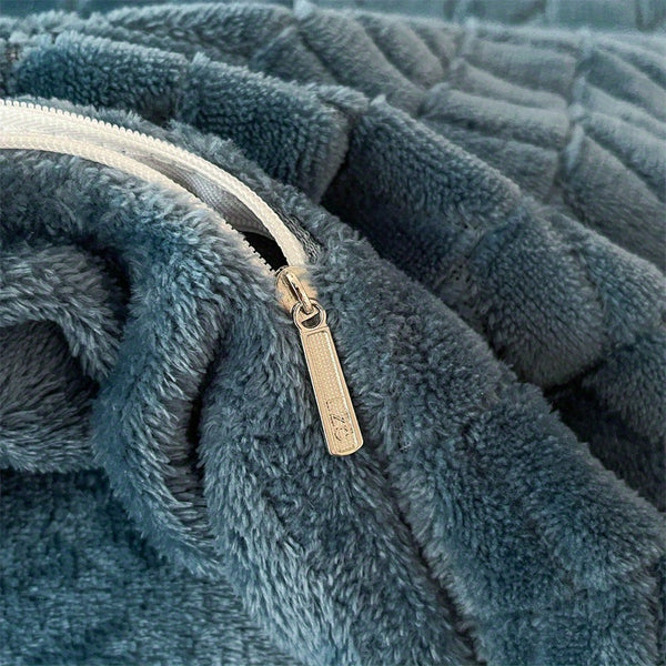 Premium Luxury Bedding Milk Velvet 4pcs Set, Soft, Thickened and Warm, Including 1 Duvet Cover+ 2 Pillowcases+ 1 Bed Sheet, Washable and Machine-Washable, Suitable for Bedrooms, Guest Rooms, Rental Houses, College Dorms