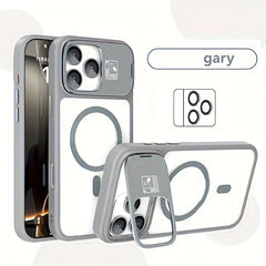 Phone Case: Magnetic Foldable Invisible Bracket Phone Case with Lens Protection Film for iPhone 17 16 15 14 13 12 11 Pro Max 17Air Wireless Charging Cover Fall Resistant Protective Case