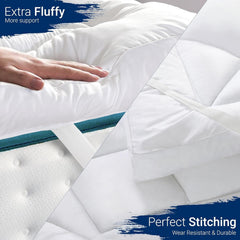 Extra Thick Mattress Topper, 10cm/4Inch Microfiber Overfill, Plush Soft Surface, Four-Corner Elastic Straps for Secure Fit, Anti-Shift & Even Weight Distribution, Fits Single/Double/King/Super King UK Beds
