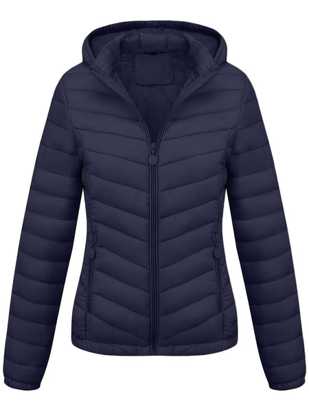 Women's Autumn/Winter Fashion Simple Versatile Lightweight Commuter Hooded Padded Coat with Pockets