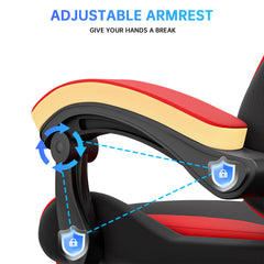 GartistGo Gaming Chair With footrest,Computer Chairs with Lumbar Cushion + Headrest, Height-Adjustable Office Chair for Adults, Girls, Boys