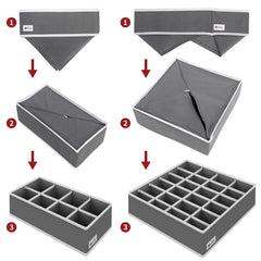 Vinsani Drawer Organiser Set of 4 Wardrobe Storage Dividers for Closet Undies Underwear Bra Socks Clothes Dresser Foldable Partitioned Cell Bedroom Storage Box