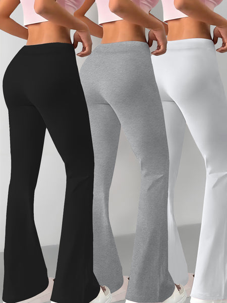 European and American Spring/Summer New Fashion Women's Bottoms: Flared Straight-Leg Pants with Classic English Text Print, Daily Casual Butt-Lifting Peach Butt Long Pants, Three-Piece Set