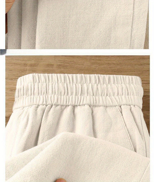 Pure Linen Wide-leg Pants for Women in Summer 2025, Straight Casual Long Pants, Fashionable and Versatile, Loose and Thin Style