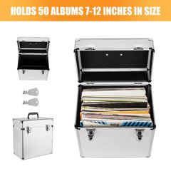 Vinyl Record Storage 12, LP Case Album Collection DJ Carry Storage Cases Lockable Box LP Case Vinyl Record Storage Carry Box Holds up to 50pcs Albums Record Collection Chest