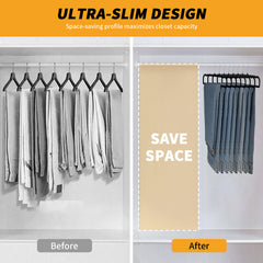 2025 Flocked Pants Hangers 20-Pack - Non-Slip Velvet Hangers for Trousers, Slacks & Skirts, Space-Saving Closet Organizers with Non-Slip Clips, Wardrobe Storage Solution for Home & Dorm