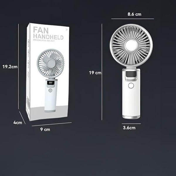 Rechargeable Handheld High-Speed Wind Turbine Fan, Outdoor Portable Small Fan, with Power and Gear Display, Long Press the Switch to Immediately Turn It Off.