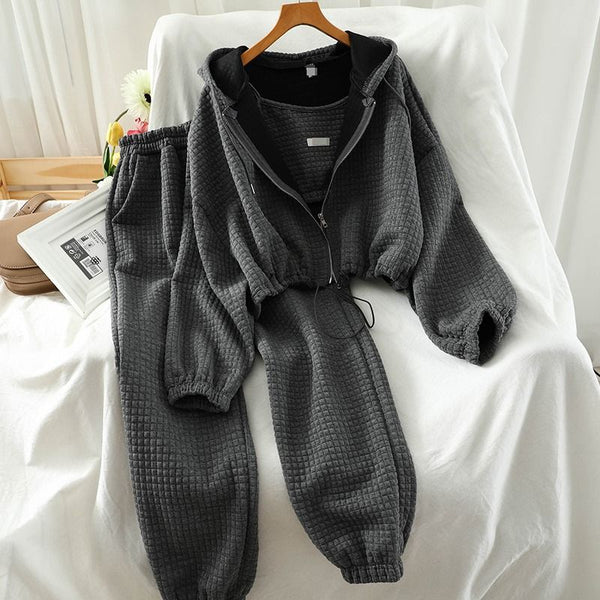 Casual suit Women's retro 2025 new style casual s loose coat, cuffed pants three-piece set for women