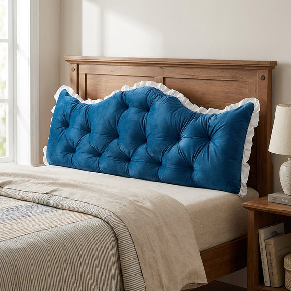 Large Ultra-Soft Comfortable Plush Backrest Pillow, Princess Style Reading Cushion, Neck and Back Support, Luxurious Fashionable Home Style Multifunctional Lace Ruffled Headboard Cushions, Suitable for Bedroom, Living Room, Dorm, Sofa Home Decor, Machine