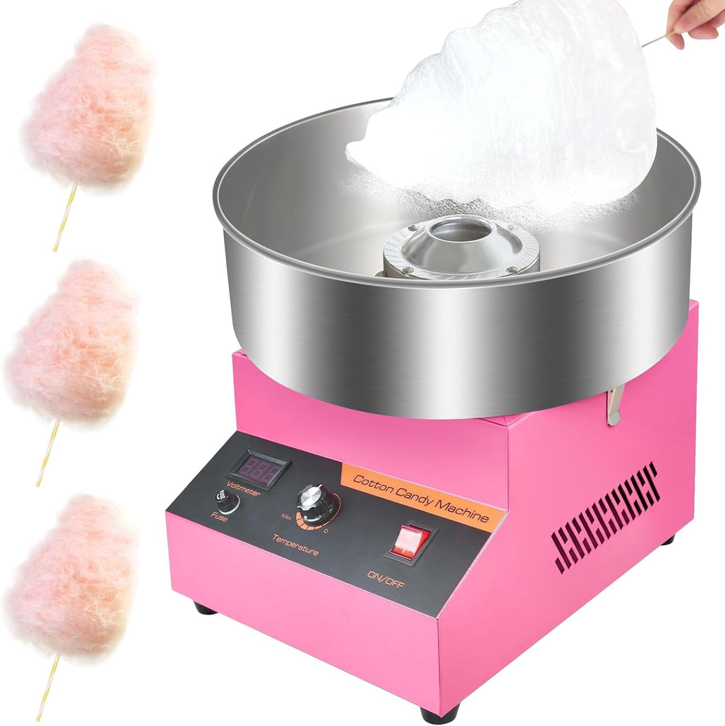 1000W Candy Floss Machine, Cotton Candy Maker, Cotton Candy Machine Commercial with Stainless Steel Bowl, Pink Candy Floss Makers for Kids, Catering Commercial Candy Floss Machine for Kids, Parties