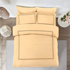 Embroided Baratta Stitch Duvet Cover Set with Matching Pillowcases - Ultra-soft Brushed Microfibre – Chic & Modern Design – Easy Care & Machine Washable