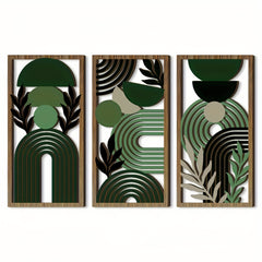 Set of Three Hollow Wooden Wall Decorations, Perfect for a Rustic Style Bedroom Or Living Room