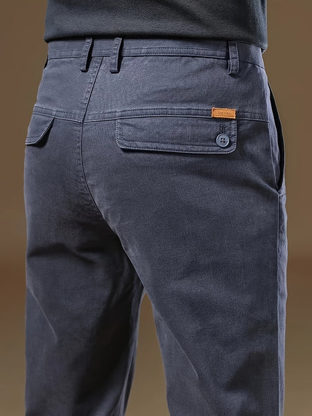 Men's Bedford Classic Fit Stretch Khaki Dress Pants, Casual Trousers, Suitable for Business Occasions, Daily Wear, and Outings in Spring and Autumn