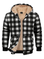 Jacket for Men Heavyweight Fleece Hoodies Thick Sherpa Lined Flannel Plaid Shirt Jacket