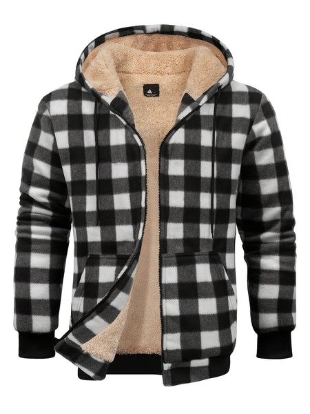 Jacket for Men Heavyweight Fleece Hoodies Thick Sherpa Lined Flannel Plaid Shirt Jacket