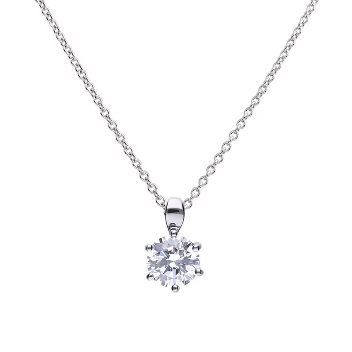 Diamonfire Sterling Silver Six Claw Cubic Zirconia Pendant