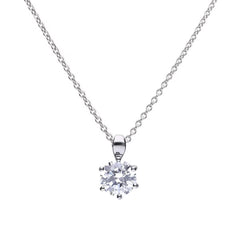 Diamonfire Sterling Silver Six Claw Cubic Zirconia Pendant