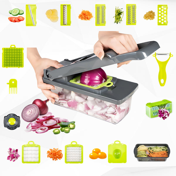 Vegetable Chopper – Veloga 16-in-1 Mandoline Slicer & Dicer, Multi-Function Kitchen Gadget with Adjustable Blades, Salad Chopper & Food Slicer for Easy Meal