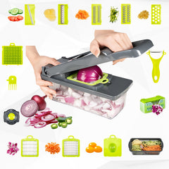 Vegetable Chopper – Veloga 16-in-1 Mandoline Slicer & Dicer, Multi-Function Kitchen Gadget with Adjustable Blades, Salad Chopper & Food Slicer for Easy Meal