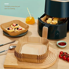 100pcs Non-Stick Air Fryer Liners - Premium Paper Single Sheets with Ridged Edges for Secure Cooking, Easy Cleanup & Healthy Cooking