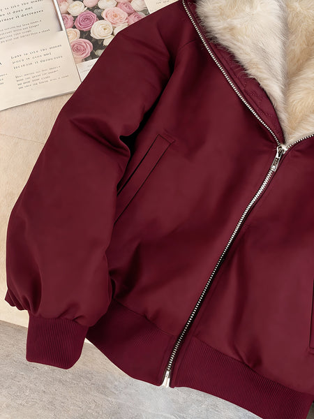 Autumn and Winter Women's Furry Jacket Coat