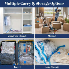 11pcs Vacuum Compression Storage Bags Set with Portable Hand Pump - Large + Medium + Small + Hand Pump - Suitable for Bedding, Clothes, Travel Essentials, Luggage Vacuum Seal Bags, Thickened Material, No Electricity Required