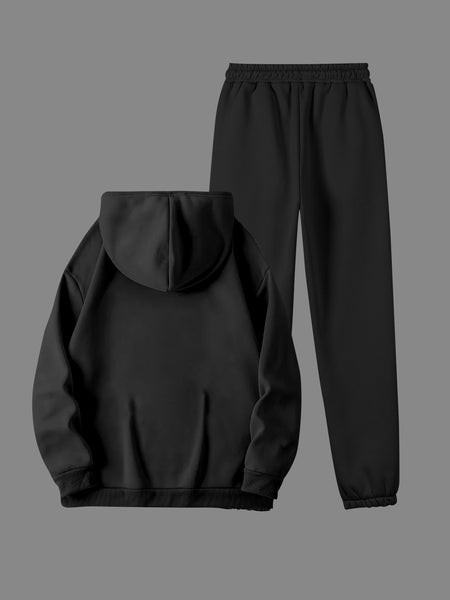 Women's Winter Casual -Lined Thickened Hooded Sweatshirt and Sweatpants Two-Piece Set